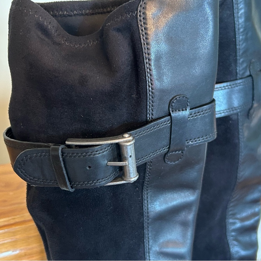 Cole Haan Whitley NikeAir Black Leather Pull-on Knee High Riding Boots Size 7 - Picture 4 of 16